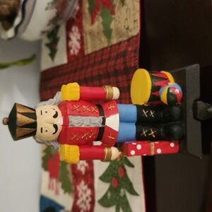 Festive Nutcracker Soldier Figurine - Red and Blue Cast Iron